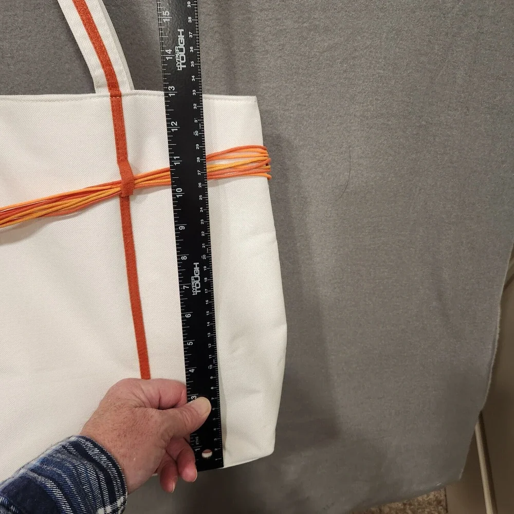 Clarins Tote Bag White‎ with Orange Accents